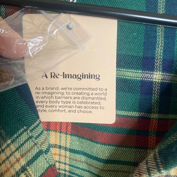 NWT Bloomchic Midi Dress Size 14/16 Red Green‎ Plaid Flannel Belted - Picture 4 of 11